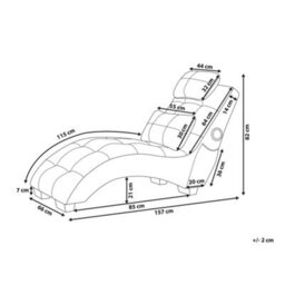 Beliani Chaise Longue Simorre Velvet Grey With Built-In Bluetooth Speaker - thumbnail 3