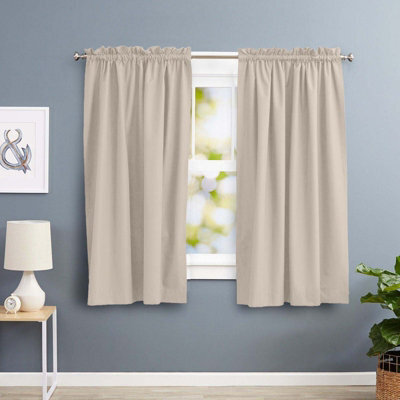 Oxford Homeware Cream 230 Gsm Blackout Curtain Thermal Insulated Pencil Pleat For Window Curtain Pair (W)117Cm X (L)137Cm