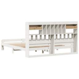 Berkfield Bookcase Bed Without Mattress White 180X200 Cm Super King Solid Wood Pine - thumbnail 6