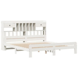 Berkfield Bookcase Bed Without Mattress White 180X200 Cm Super King Solid Wood Pine - thumbnail 3