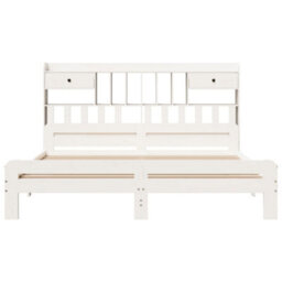 Berkfield Bookcase Bed Without Mattress White 180X200 Cm Super King Solid Wood Pine - thumbnail 4