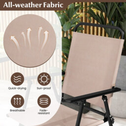 Costway 3 Pcs Outdoor Folding Bistro Set Patio 2 Folding Chairs & Round Bar Table W/ 4 Cm Umbrella Hole - thumbnail 6