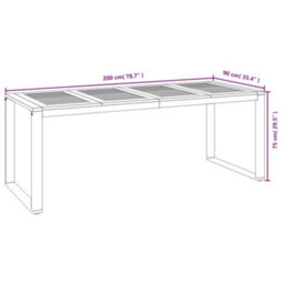 Berkfield Garden Table With U-Shaped Legs 200X90X75 Cm Solid Wood Acacia - thumbnail 8