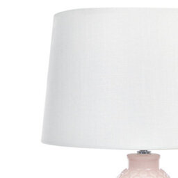 Beliani Pink Ceramic Table Lamp With Floral Carved Base, White Cotton Shade, 35 X 35 X 56 Cm - thumbnail 4