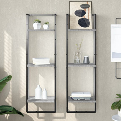 Berkfield 3-Tier Wall Shelf Grey Sonoma 30X25X100 Cm Engineered Wood - image 1