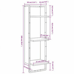 Berkfield 3-Tier Wall Shelf Grey Sonoma 30X25X100 Cm Engineered Wood - thumbnail 8
