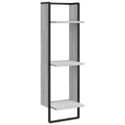 Berkfield 3-Tier Wall Shelf Grey Sonoma 30X25X100 Cm Engineered Wood - thumbnail 2