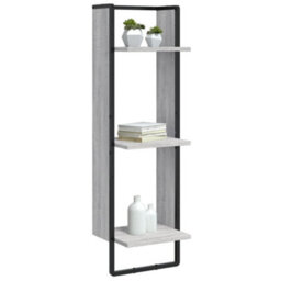 Berkfield 3-Tier Wall Shelf Grey Sonoma 30X25X100 Cm Engineered Wood - thumbnail 3
