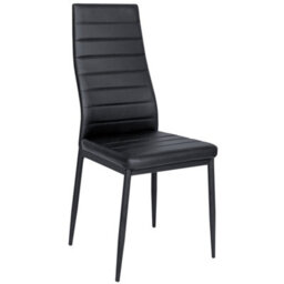 Living And Home Set Of 6 Black Pu Leather Dining Chairs Set Kitchen Chair Accent Chair With Metal Legs - thumbnail 4