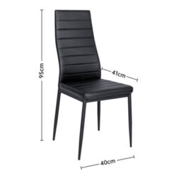 Living And Home Set Of 6 Black Pu Leather Dining Chairs Set Kitchen Chair Accent Chair With Metal Legs - thumbnail 7