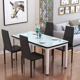 Living And Home Set Of 6 Black Pu Leather Dining Chairs Set Kitchen Chair Accent Chair With Metal Legs - thumbnail 2
