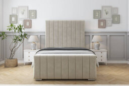 "Sloomy California Cream Plush Bed Frame With 50"" Upholstered Headboard 5' King" - thumbnail 1