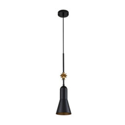 Luminosa Lighting Luminosa Etoile Dome Pendant Ceiling Light, Matte Black And Gold Leaf - thumbnail 6