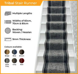 Tribal Stair Runner - Soft & Durable Carpet Runner For Stairs & Staircases, Multiple Lengths - thumbnail 2