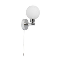 First Choice Lighting Pair Of Polished Chrome Ip44 Bathroom Pull Cord Globe Wall Lights - thumbnail 4
