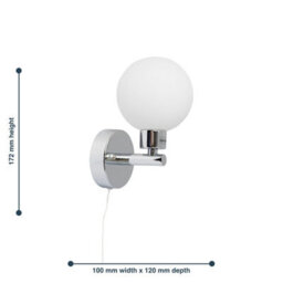 First Choice Lighting Pair Of Polished Chrome Ip44 Bathroom Pull Cord Globe Wall Lights - thumbnail 7