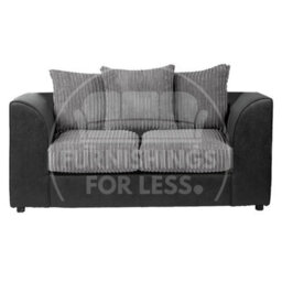Furnishings For Less UK Luxor Jumbo Cord Black And Grey Fabric 2 Seater Sofa - thumbnail 1