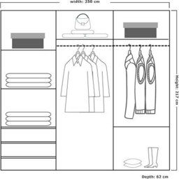 Sliding Wardrobes 4 u LTD Modern Grooved Sliding Mirror Wardrobe With Led Light White/grey 250Cm - thumbnail 3