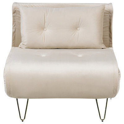 Beliani Single Sofa Bed Vestfold Velvet Beige - image 1
