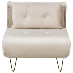 Beliani Single Sofa Bed Vestfold Velvet Beige