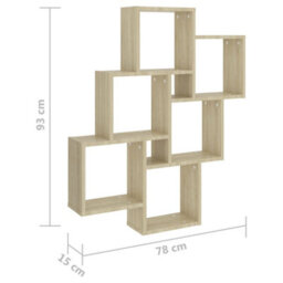 Berkfield Wall Cube Shelf Sonoma Oak 78X15X93 Cm Engineered Wood - thumbnail 6