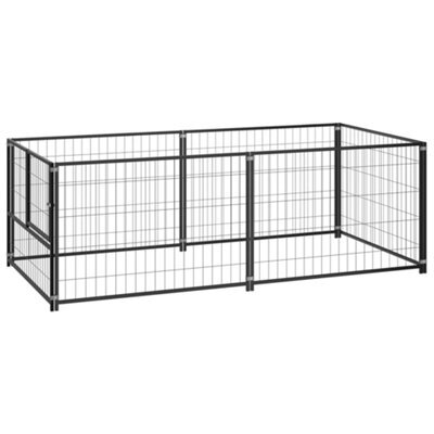 Berkfield Dog Kennel Black 200X100X70 Cm Steel - image 1
