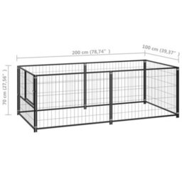 Berkfield Dog Kennel Black 200X100X70 Cm Steel - thumbnail 5