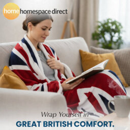 Rapport Union Jack Red White Blue Fleece Throw - thumbnail 2