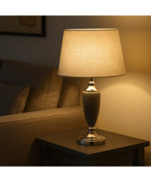 Lighting Supermarket Malham Large Classic Ceramic Table Lamp With Matching Shade - Modern Grey And Satin Silver - thumbnail 7