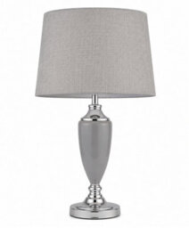 Lighting Supermarket Malham Large Classic Ceramic Table Lamp With Matching Shade - Modern Grey And Satin Silver - thumbnail 1