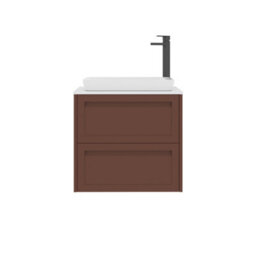 Royal Bathrooms Royal Bathroom Elmore 600mm Terracotta Clay Wall Mounted Bathroom Vanity Unit 2 Drawer Plain White Worktop With Qubix Basin - thumbnail 7