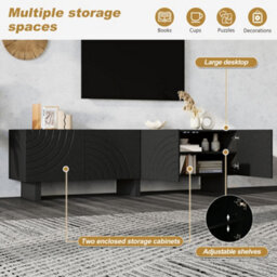 Btm Black Tv Stand 180X40X55Cm, Modern 4-Door Storage Media Cabinet, Particle Board Entertainment Unit For Tvs Up To 75 Inch - thumbnail 5