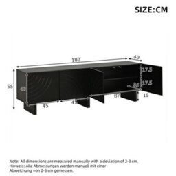 Btm Black Tv Stand 180X40X55Cm, Modern 4-Door Storage Media Cabinet, Particle Board Entertainment Unit For Tvs Up To 75 Inch - thumbnail 4
