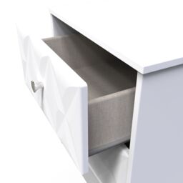 Genoa Ready Assembled Matt White No Effect 2 Drawer Bedside Chest (H)521mm (W)450mm (D)395mm - thumbnail 3