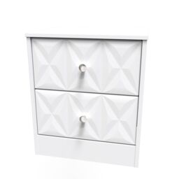 Genoa Ready Assembled Matt White No Effect 2 Drawer Bedside Chest (H)521mm (W)450mm (D)395mm - thumbnail 2