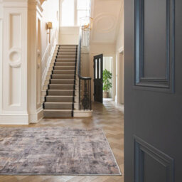 Loomed Abstract Design Cotton Chenille Rug Grey Gold Machine Washable 80Cm X 150Cm - thumbnail 3