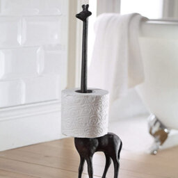 Giraffe Design Toilet Paper Holder - Freestanding Cast Iron Novelty Loo Roll Bathroom Stand - Holds 2 Rolls, H48Cm - thumbnail 5