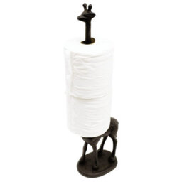 Giraffe Design Toilet Paper Holder - Freestanding Cast Iron Novelty Loo Roll Bathroom Stand - Holds 2 Rolls, H48Cm - thumbnail 2