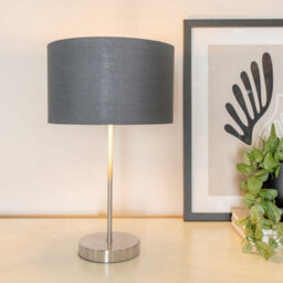 Valuelights Charles Brushed Chrome Table Lamp With Metallic & Charcoal Shade - thumbnail 1