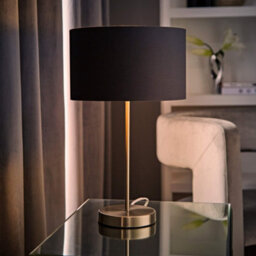 Valuelights Charles Brushed Chrome Table Lamp With Metallic & Charcoal Shade - thumbnail 5