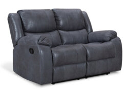 Faux Leather Suede Grey Naples 2 Seater Manual Recliner Sofa - thumbnail 3