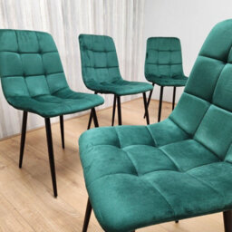 Kosy Koala Round Glass Dining Table Set With 4 Green Velvet Chairs Dining Room Furniture - thumbnail 5