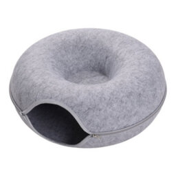Living And Home Gray Round Felt Cat Pet Tunnel Bed Cave Bed Donut 50Cm - thumbnail 3
