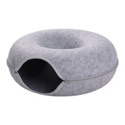 Living And Home Gray Round Felt Cat Pet Tunnel Bed Cave Bed Donut 50Cm - thumbnail 4