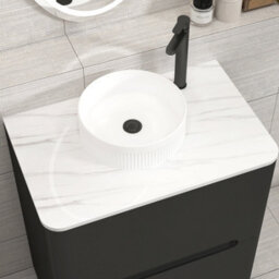 Royal Bathrooms Venice 700mm Matt Nocturne Black Freestanding Bathroom Countertop Vanity Unit 2 Drawer With Round Basin - thumbnail 6