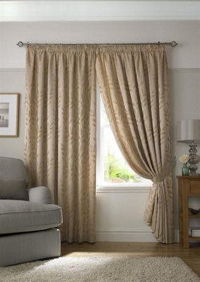 Luxury Living Tivoli Pencil Pleat Taped Top Curtains Latte - image 1