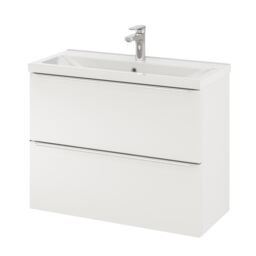 GoodHome Imandra Slimline Gloss White Wall-Mounted Bathroom Cabinet (H) 600mm (W) 800mm - thumbnail 5