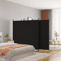 Berkfield 3-Panel Room Divider Black 525X180 Cm Fabric - thumbnail 1