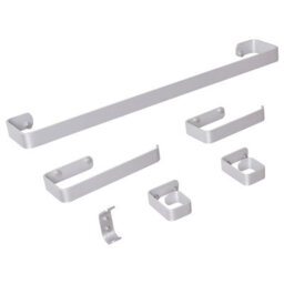 Beliani 6-Piece Bathroom Hardware Set Zorritos With Towel Bars And Hooks Metal Silver - thumbnail 4
