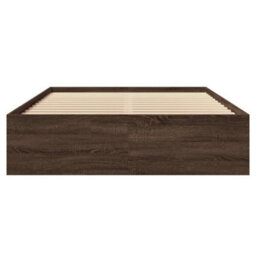 Berkfield Bed Frame Without Mattress Brown Oak 140X200 Cm Engineered Wood - thumbnail 5
